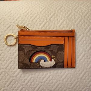 Coach XI Mini Skinny Id Case Signature Canvas Rainbow